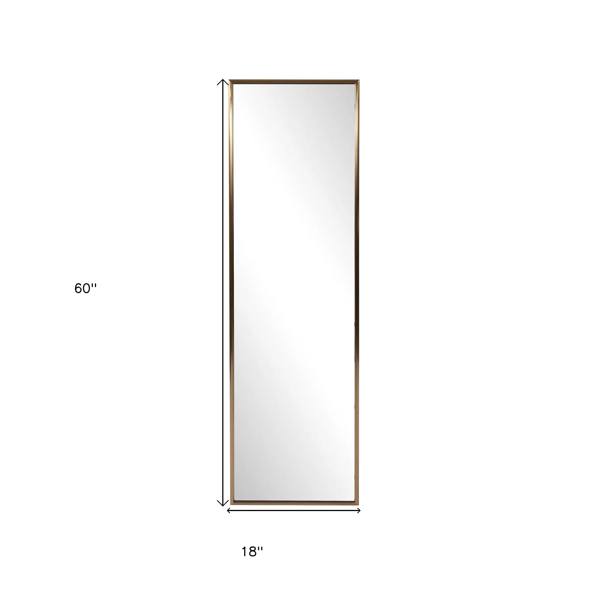 Antiqued Brushed Brass Rectangular Full Length Wall Mirror