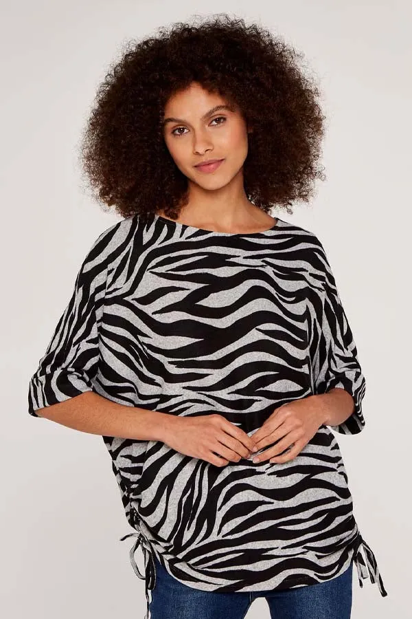 Apricot Drawstring Zebra Top