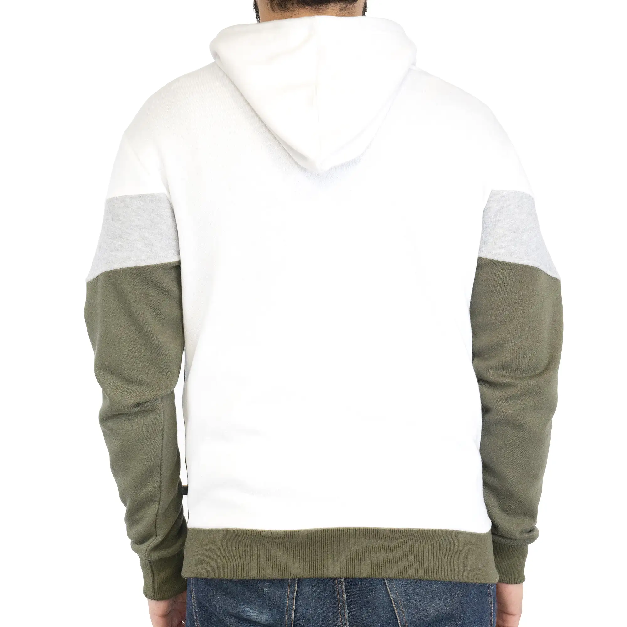 Basic Contrast Hoodie - OLV & WHT