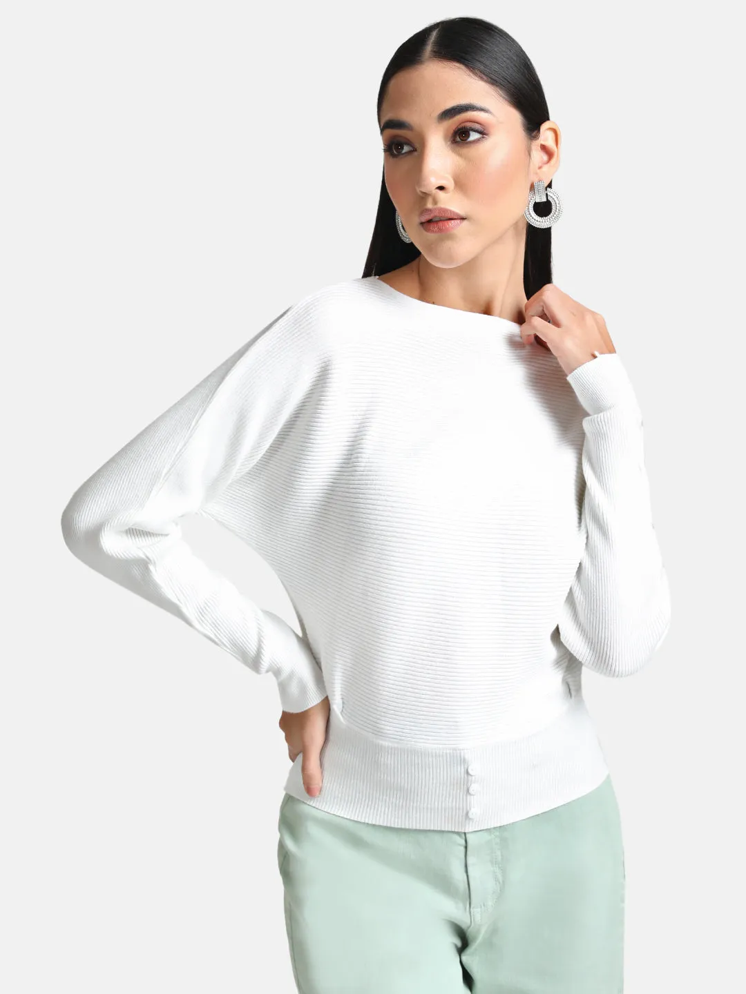 Batwing Pullover With Buttons