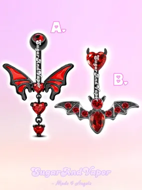 Black Red Devil Wings Belly Ring