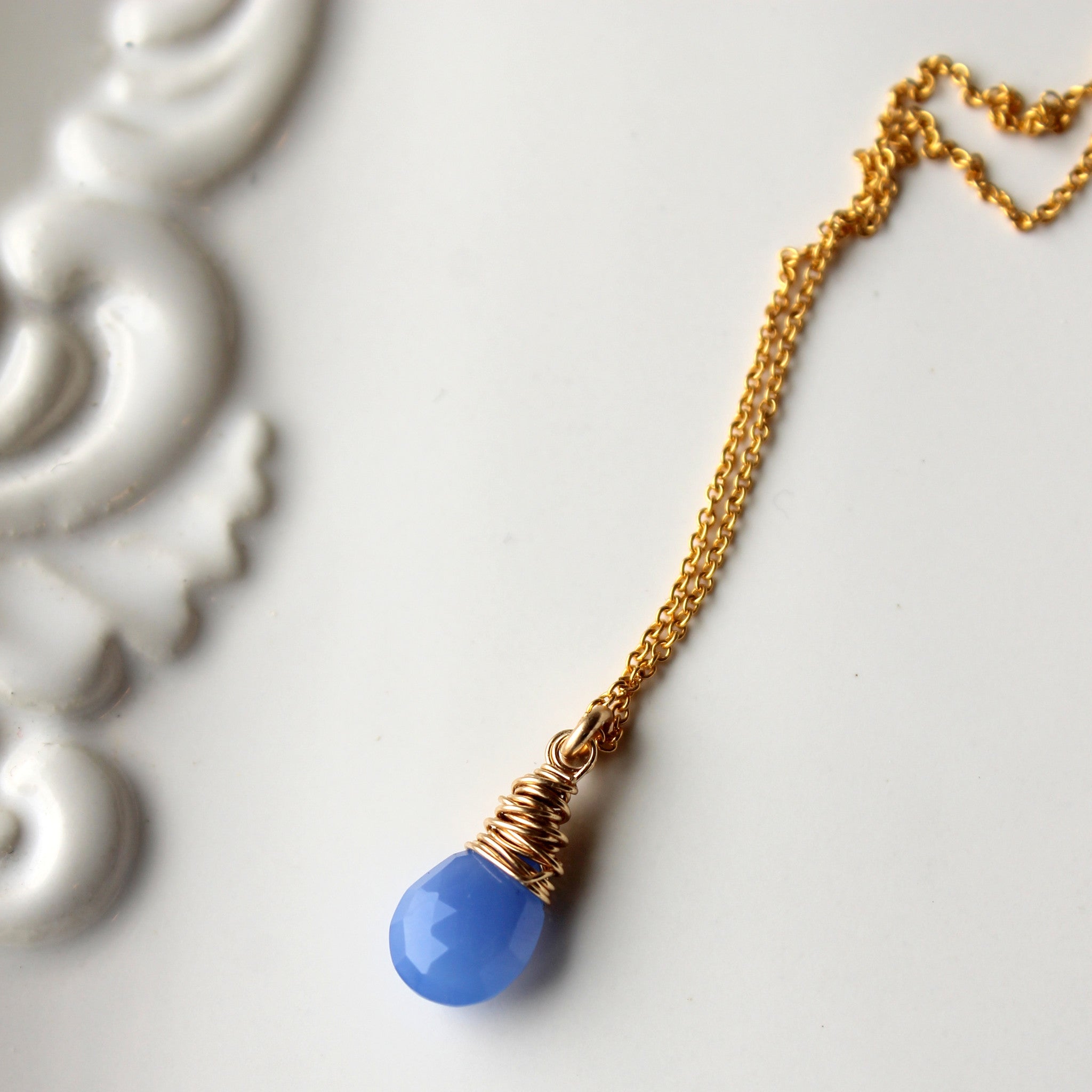 Blue Chalcedony Gemstone Necklace