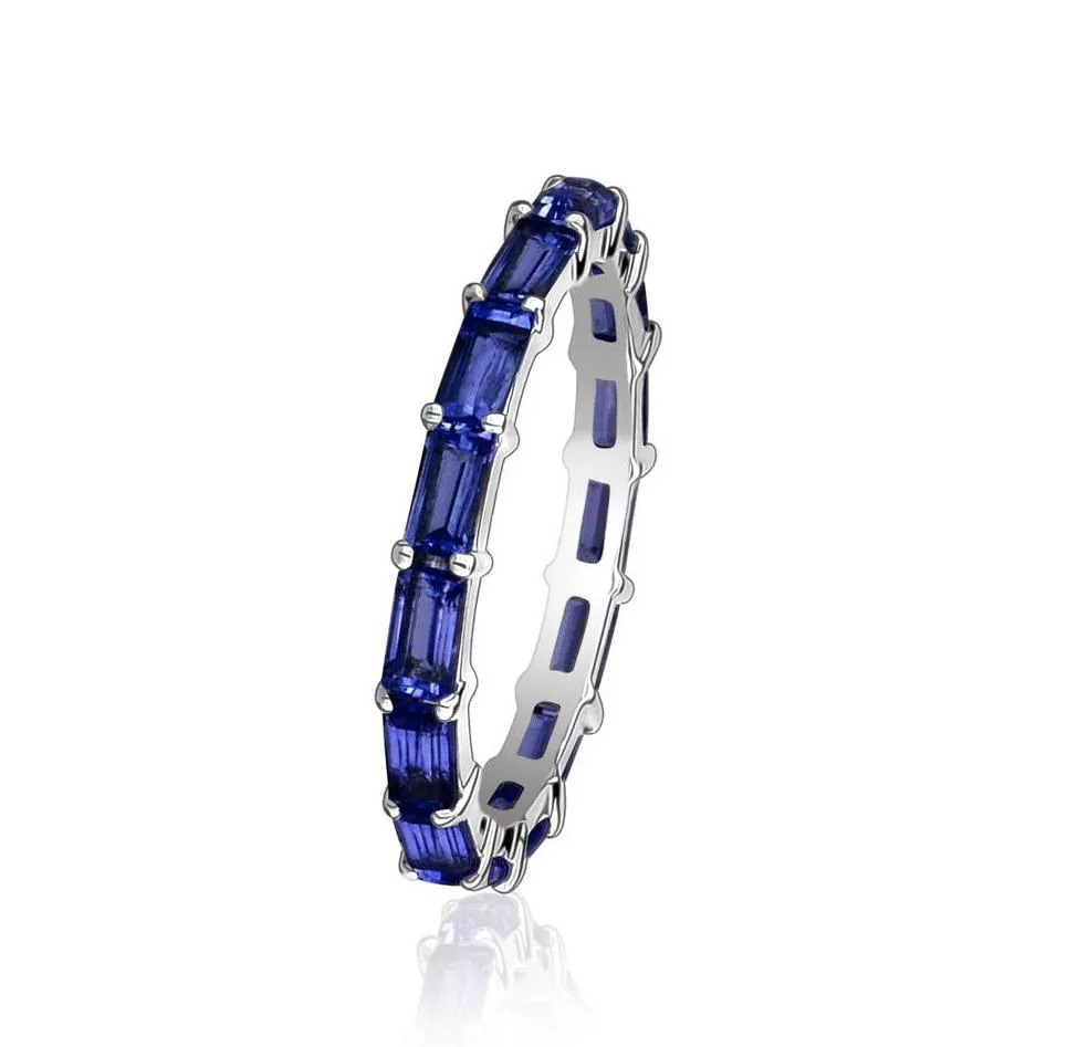 Blue Sapphire Baguette Eternity Ring