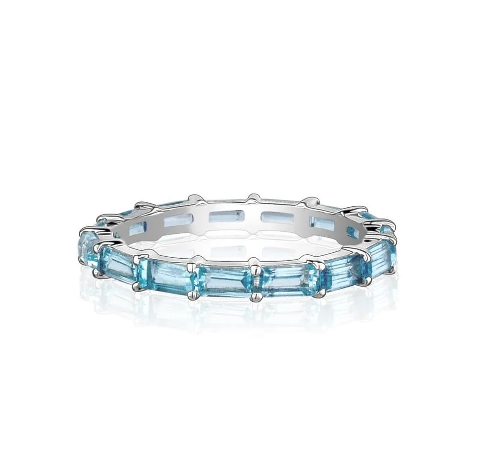 Blue Topaz Baguette Eternity Ring