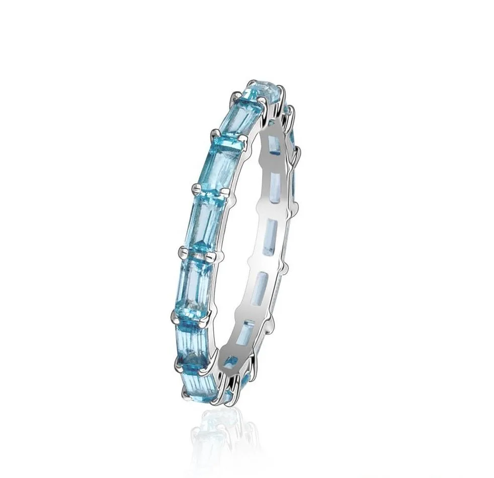 Blue Topaz Baguette Eternity Ring