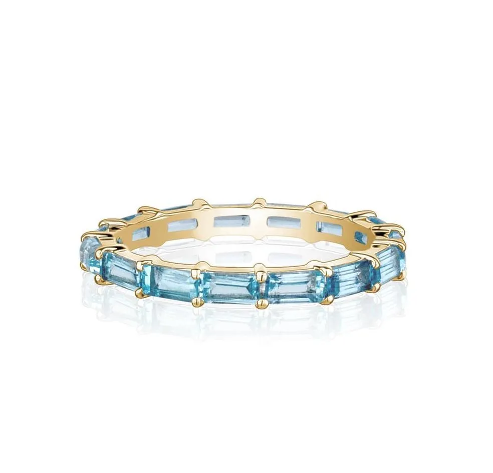 Blue Topaz Baguette Eternity Ring