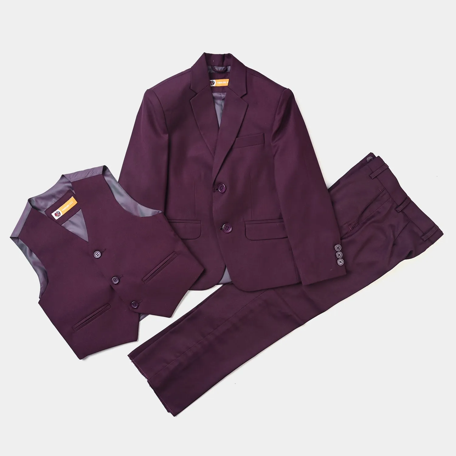 BOYS COAT PANT 3PC SUIT -MAROON