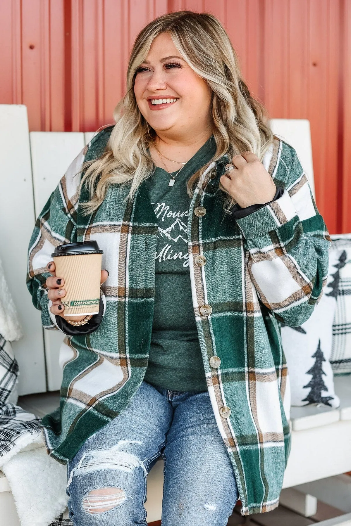 Campfire Nights Plaid Jacket- Hunter Green