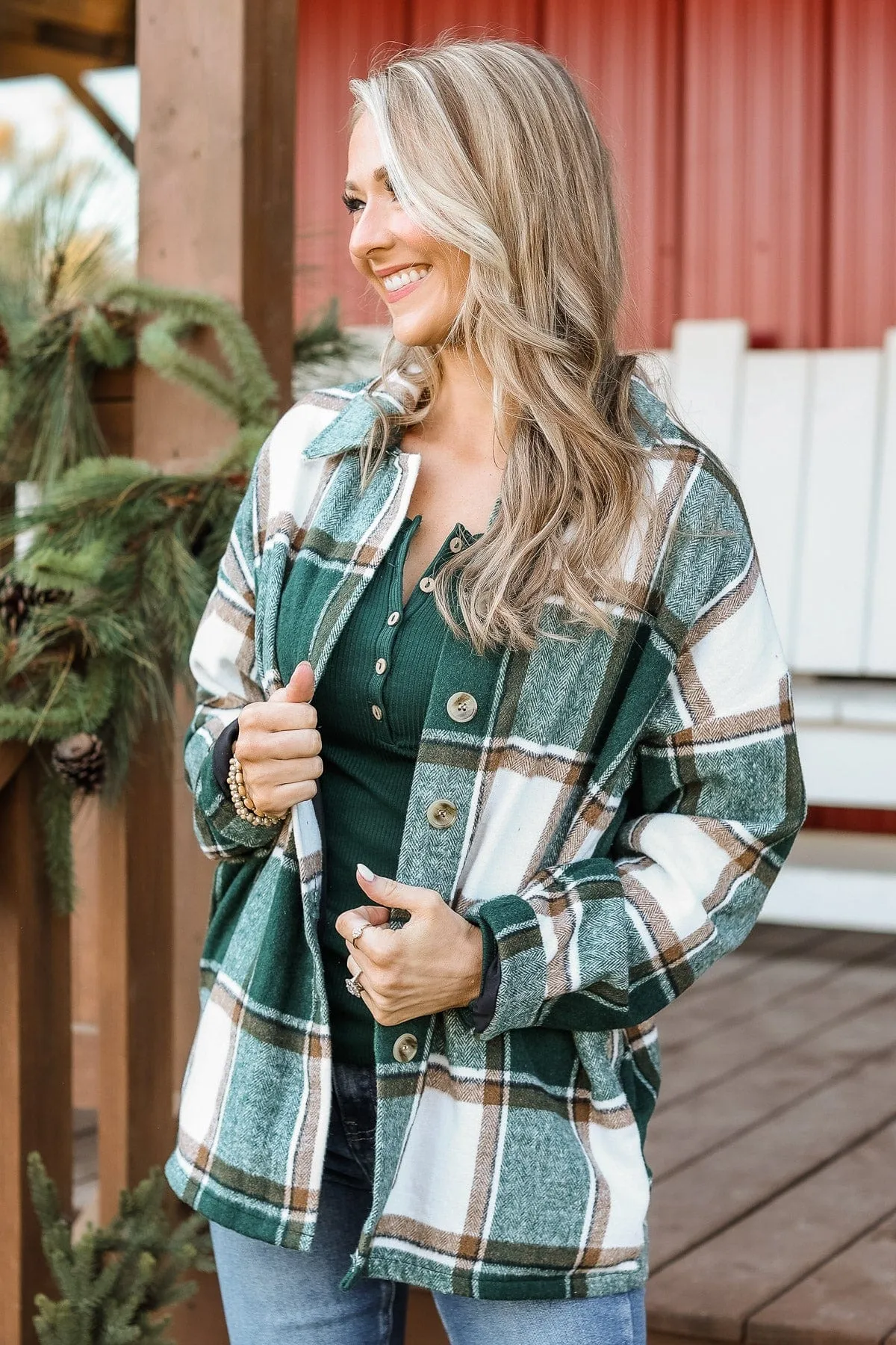 Campfire Nights Plaid Jacket- Hunter Green