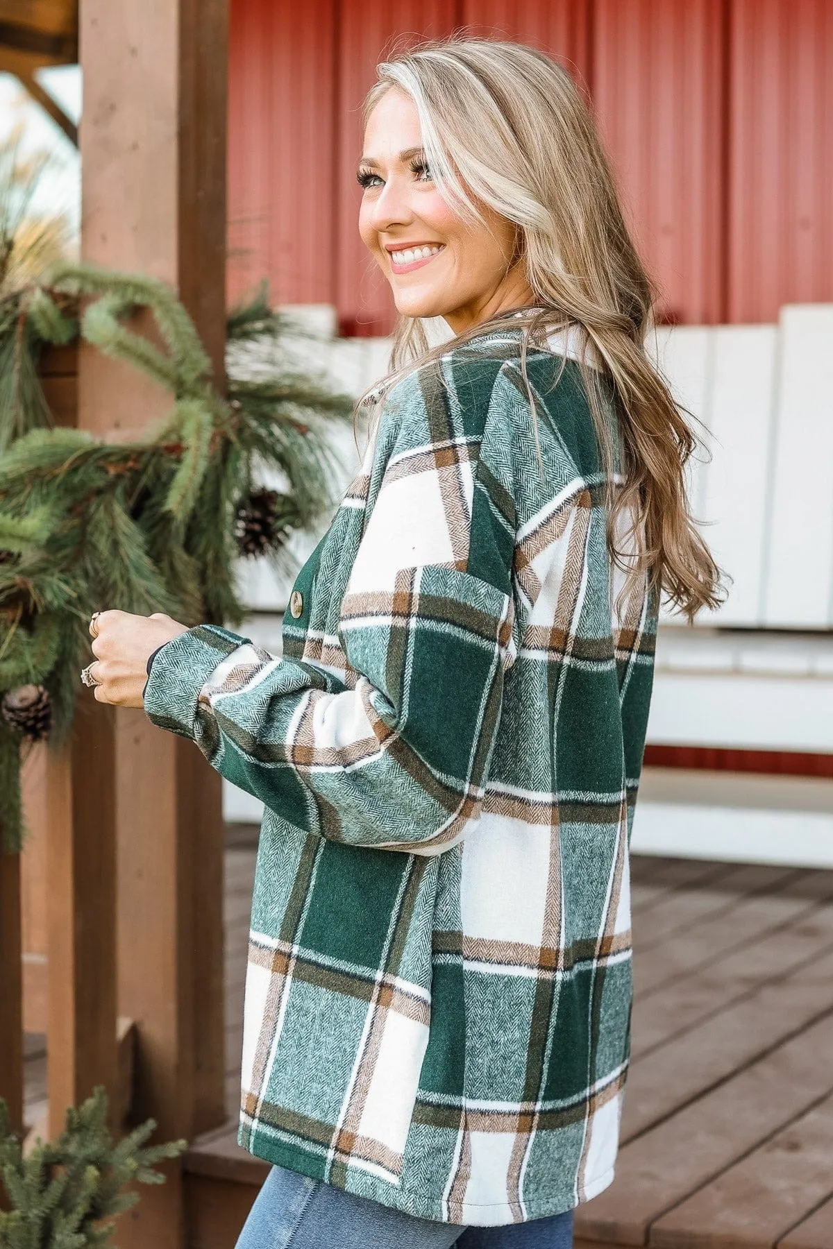 Campfire Nights Plaid Jacket- Hunter Green