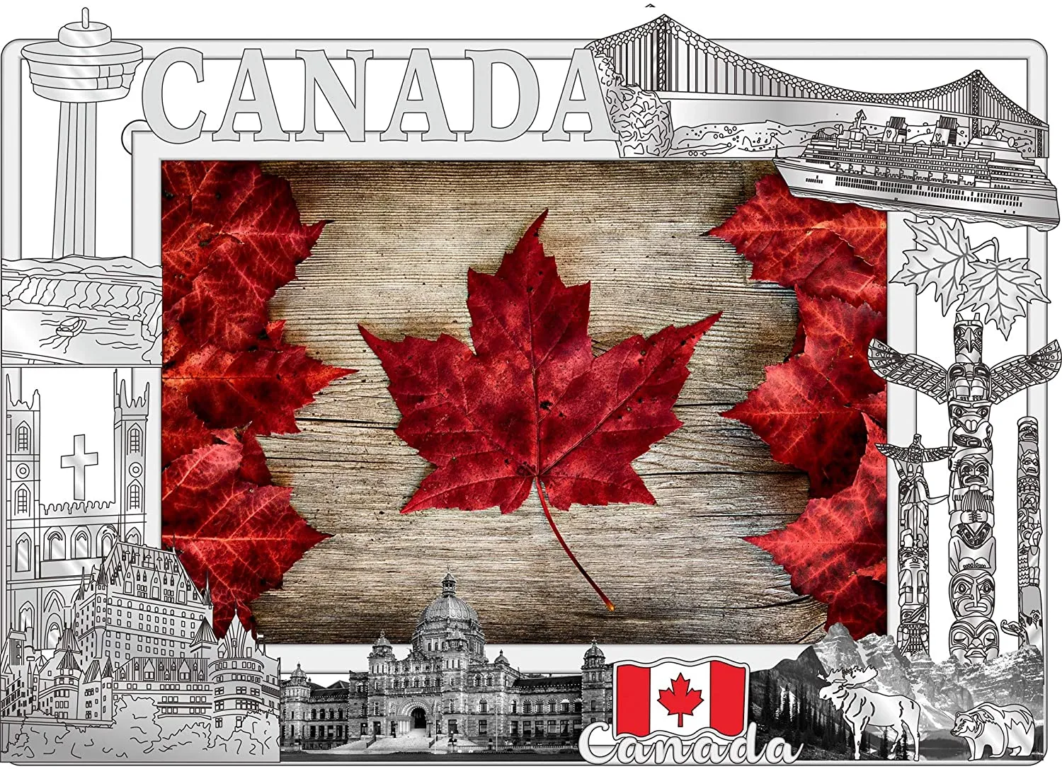 Canada  PEWTER photo frame 6 x 8 inches.