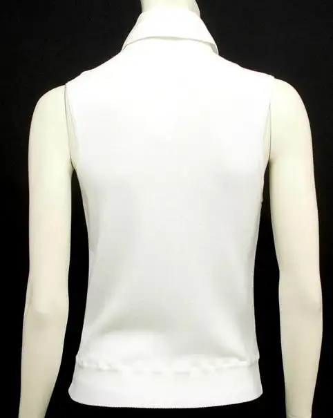 Chanel 05P, 2005 Spring White Cotton Top Blouse Pleated Front FR 42