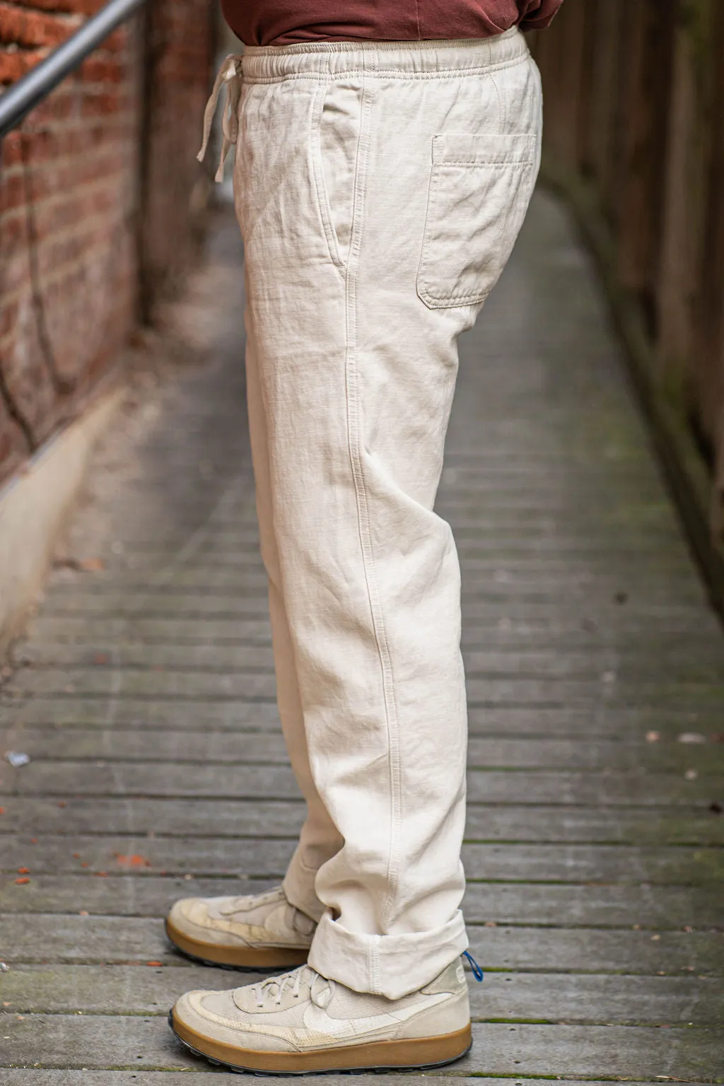 C.O.F. Drawstring Pants - Light Cotton Linen Ecru