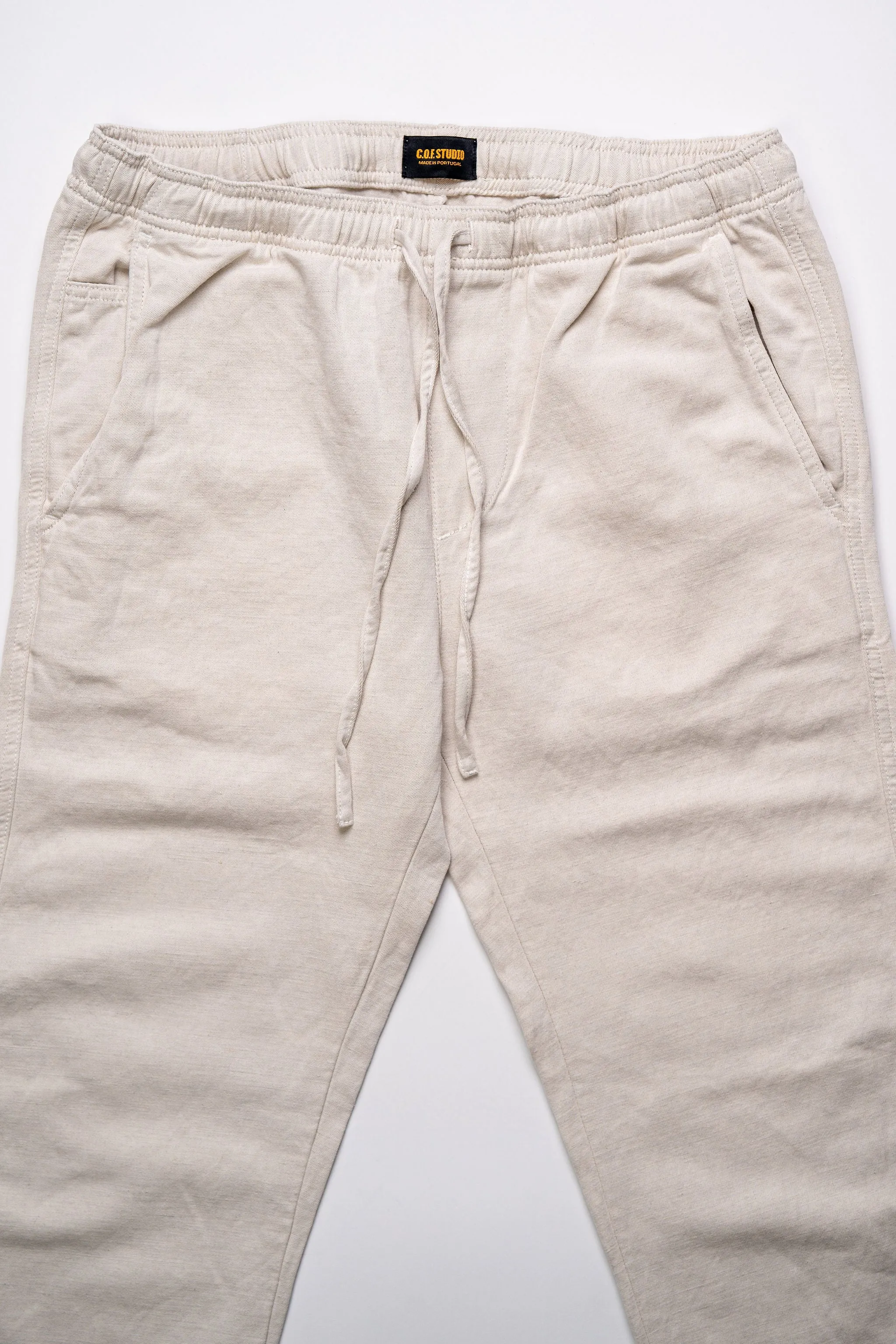 C.O.F. Drawstring Pants - Light Cotton Linen Ecru