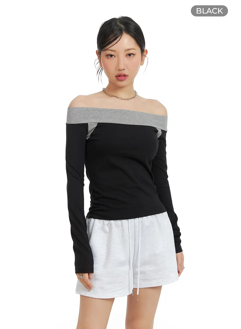 Color Block Off-Shoulder Top CM420