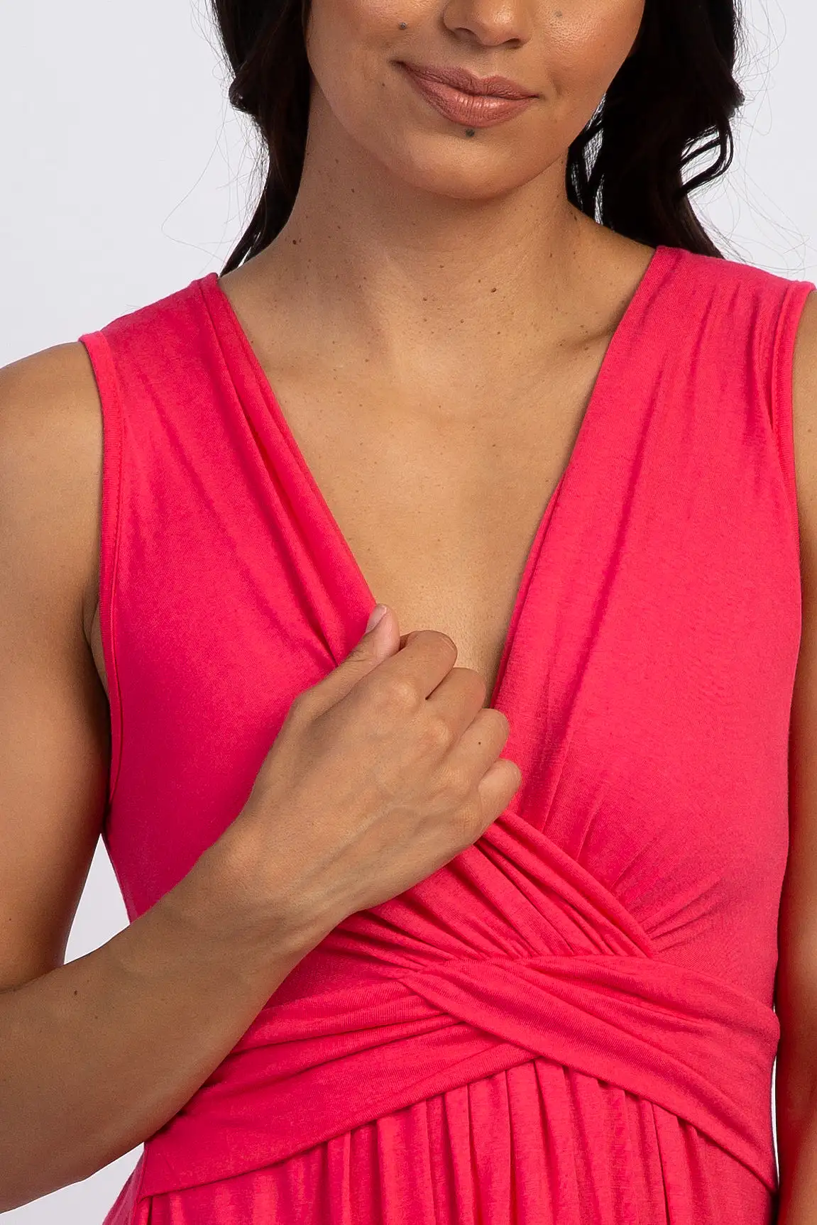 Coral Sleeveless Draped Front Nursing Top