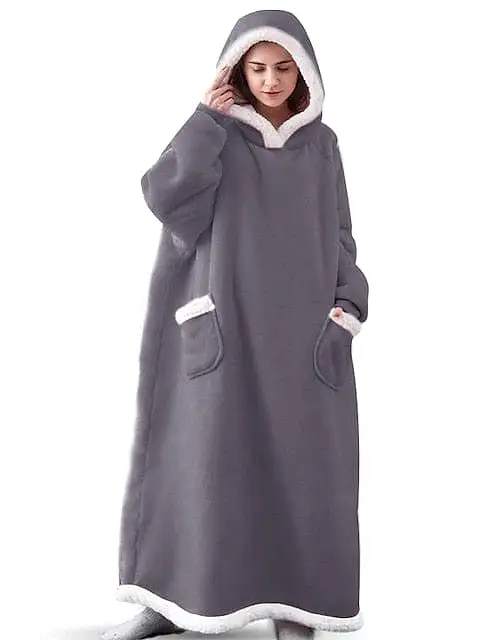 Cozy Black Wearable Blanket Hoodie for Adults and Teens