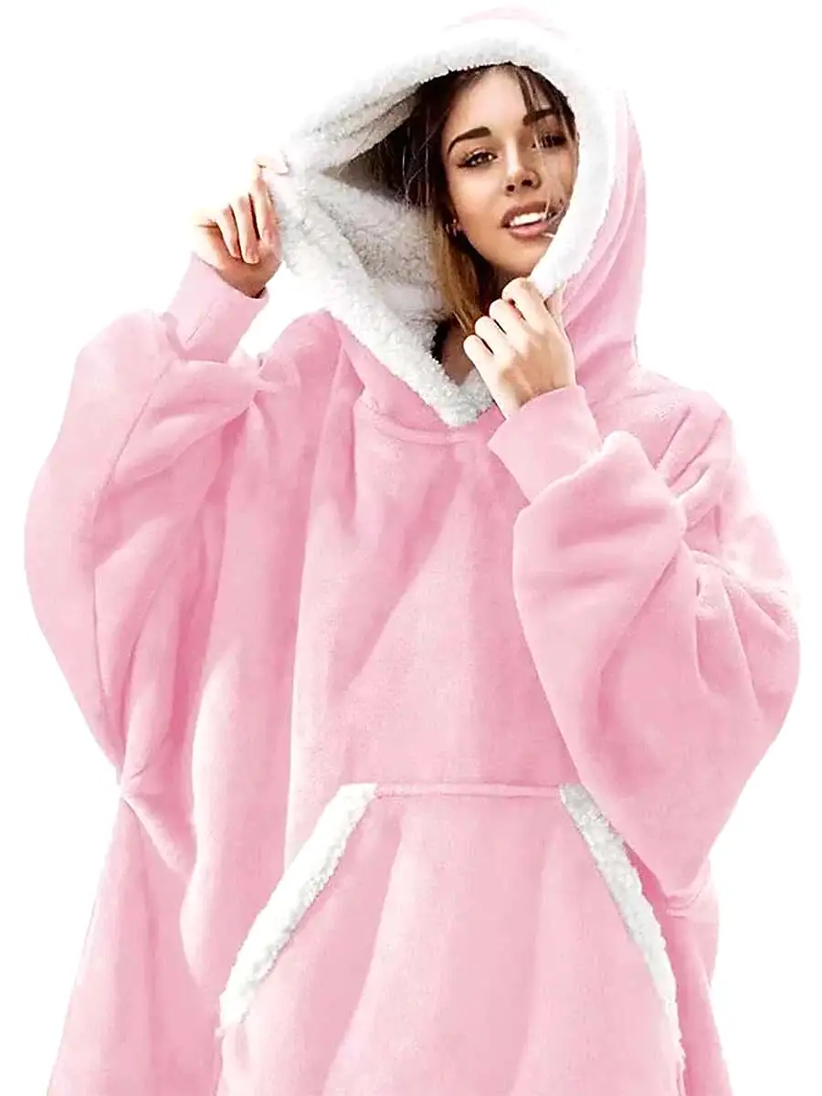 Cozy Cat Meow Fleece Pajama Set with Hoodie for Ladies