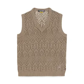 CROCHET SWEATER VEST BROWN