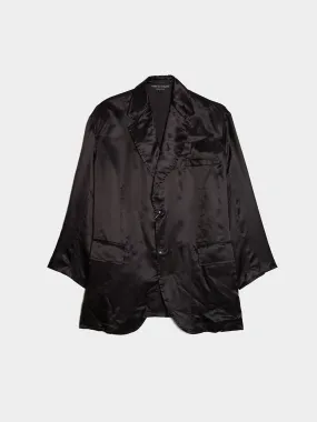 Cupra Satin Garment Print Coat, Black