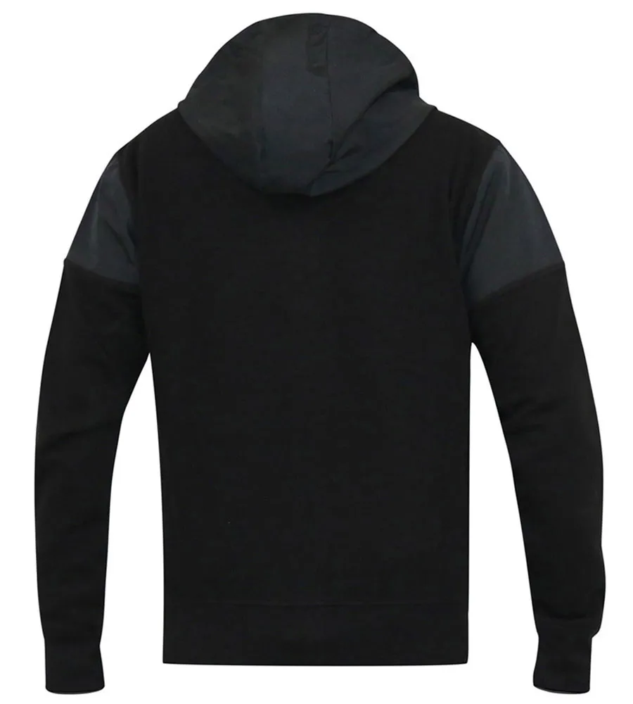 D555 Big Mens Couture Hoodie With Woven Contrast Fabric Trim (DEAN)