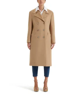 Dark beige double-breasted long coat