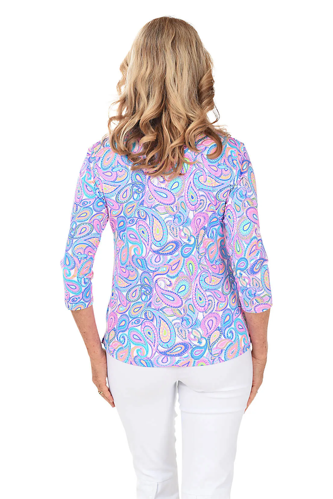 Dazzling Paisley Classic UPF50+ V-Neck Top