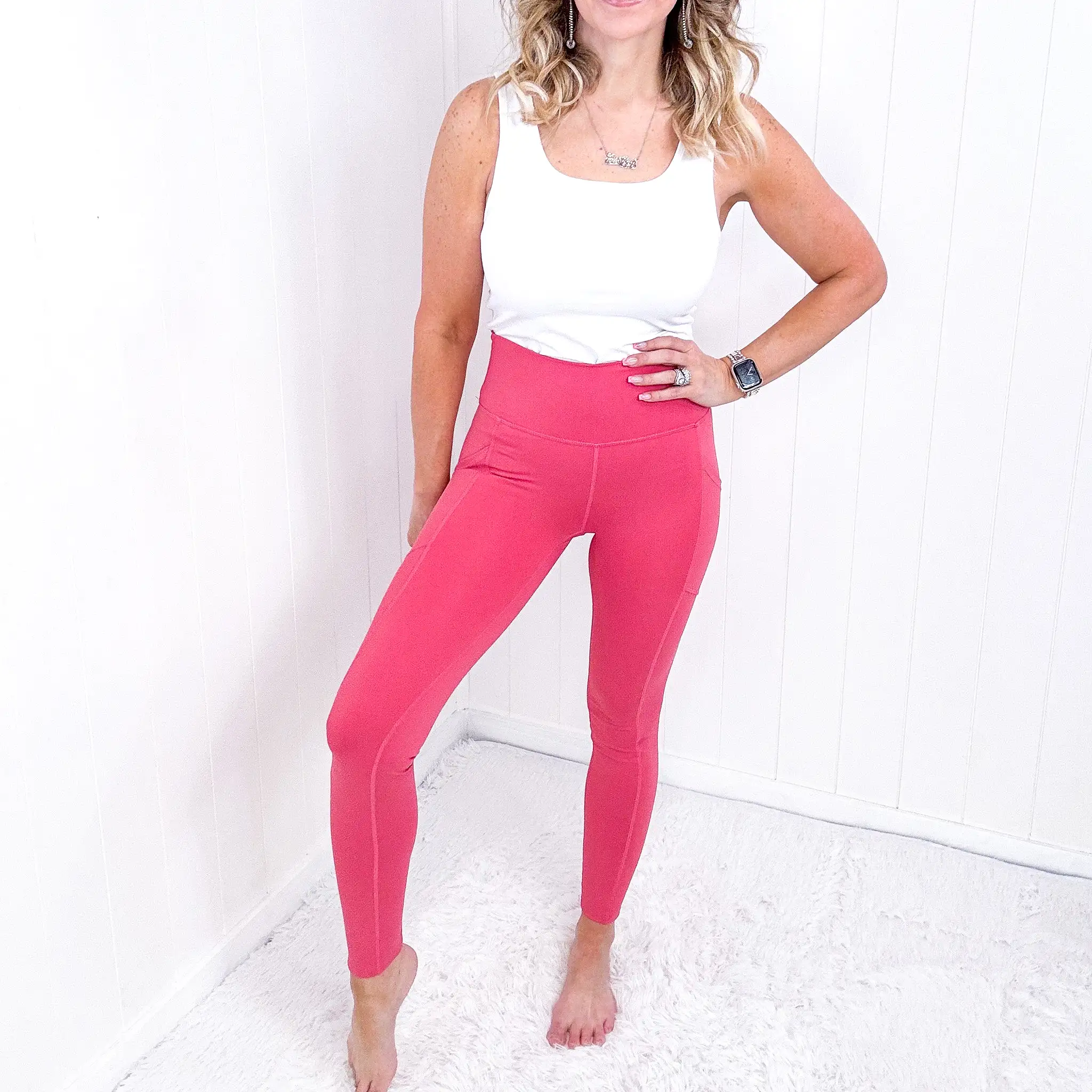 Desert Rose Wide Waistband Full Length Legging with Pockets