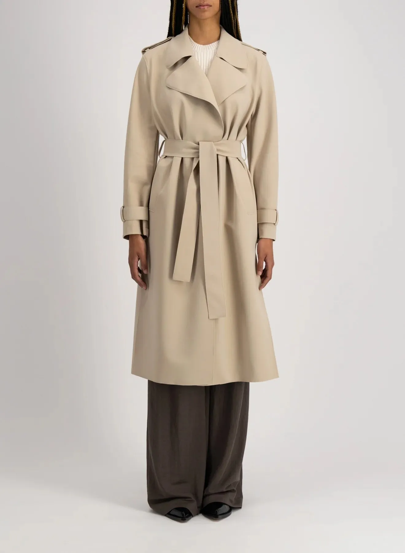 Double Vent Trench Coat Scuba - Sand