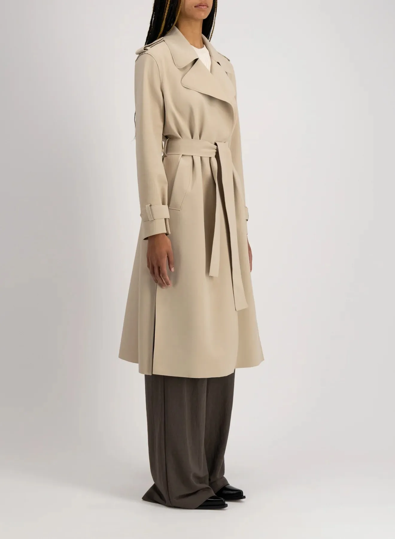 Double Vent Trench Coat Scuba - Sand