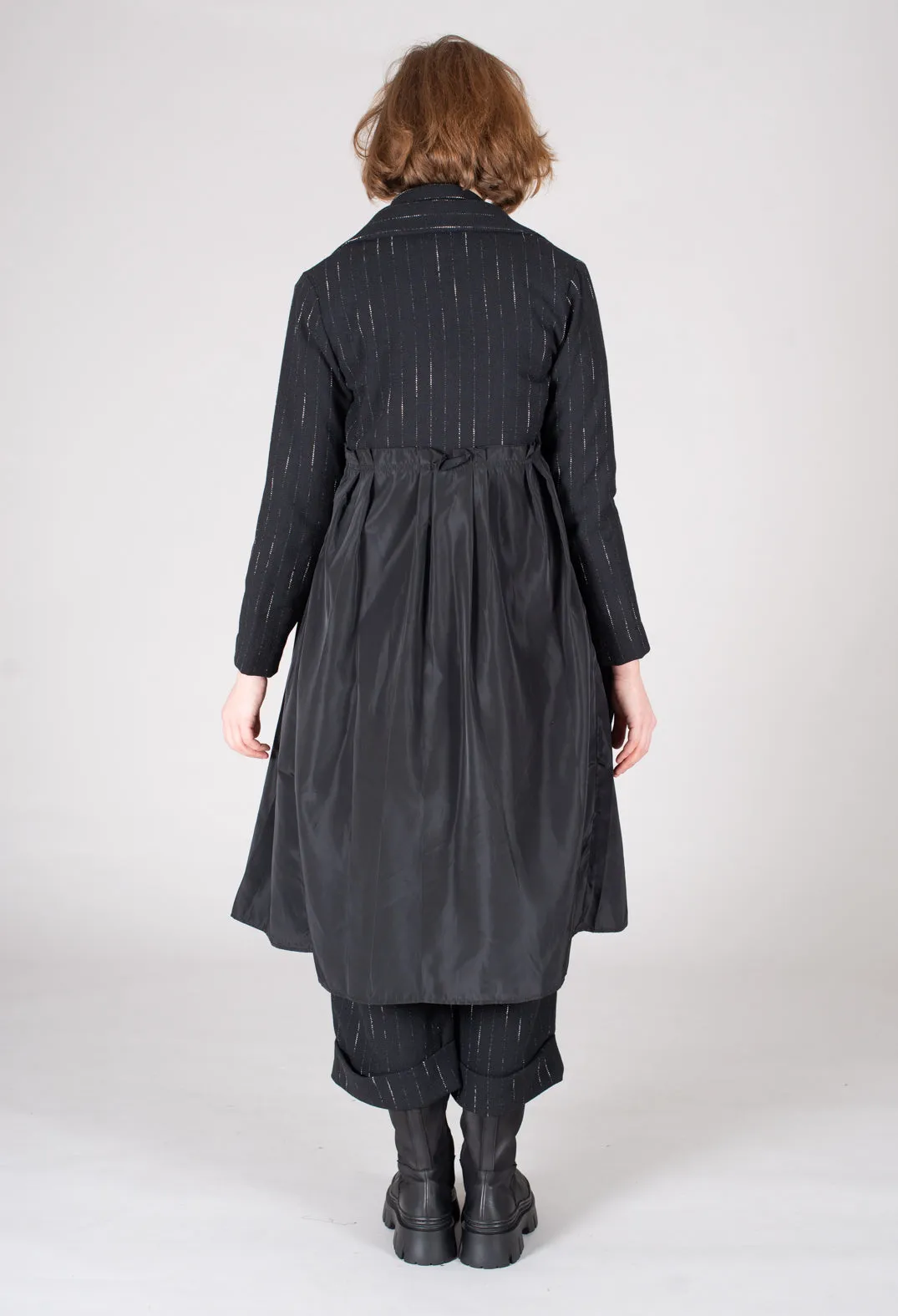 Dust Coat Pleated Dress in Black