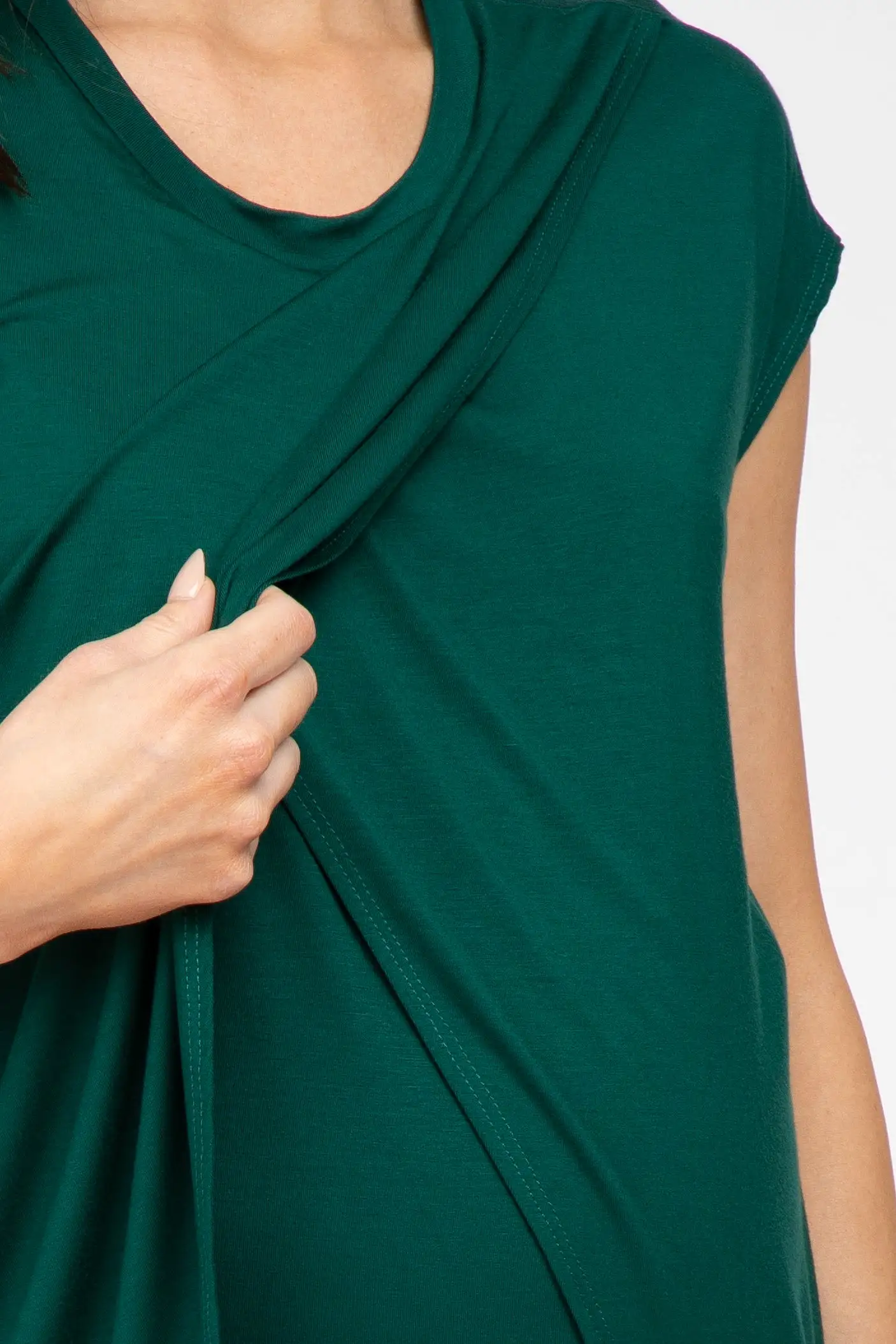 Emerald Green Layered Wrap Front Maternity Nursing Top