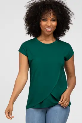 Emerald Green Layered Wrap Front Nursing Top