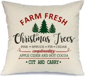 Farmhouse Christmas Pillow Cover Christmas Tree Throw Pillow for Christmas Decor