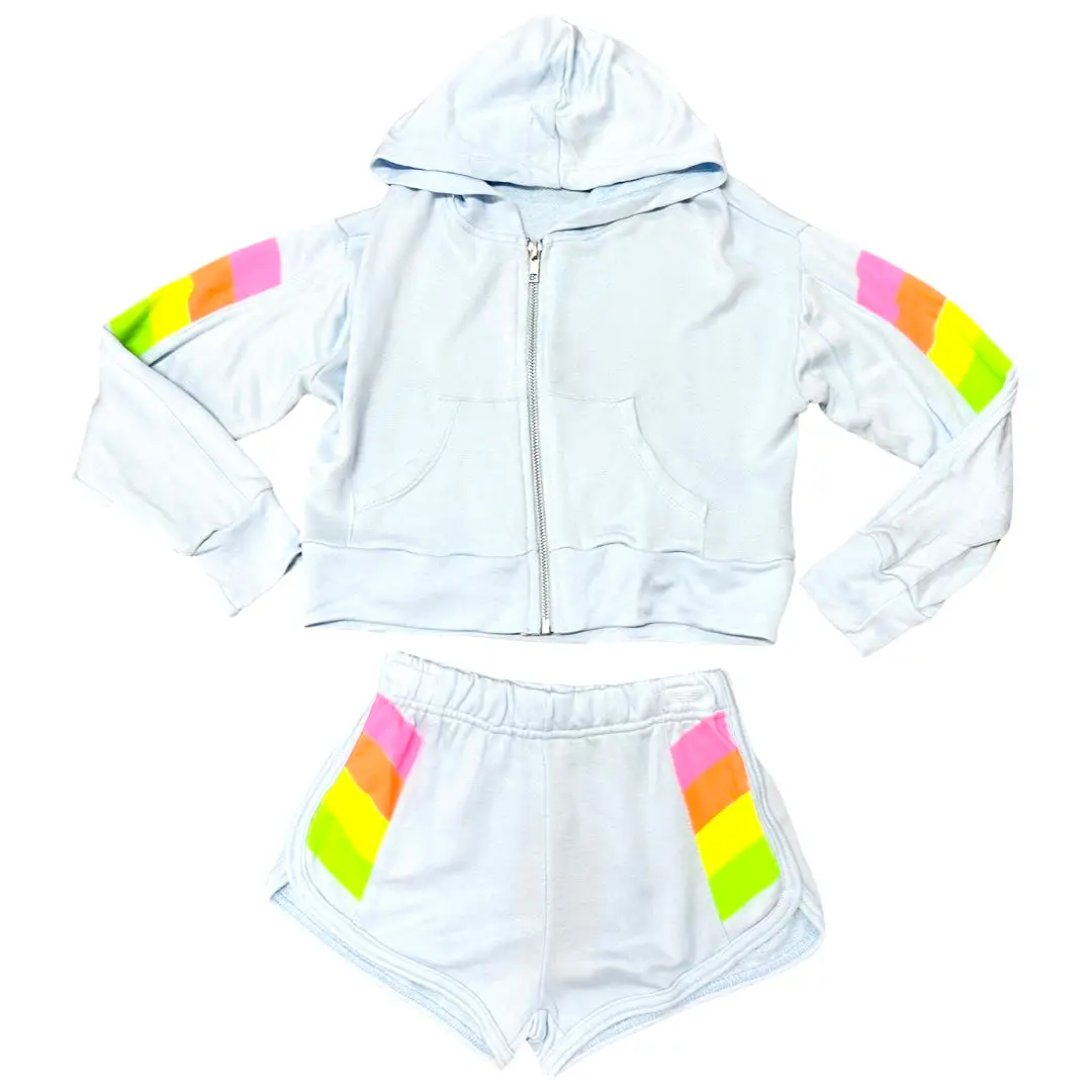 FBZ Neon Side Stripe Blue Zip Up Hoodie