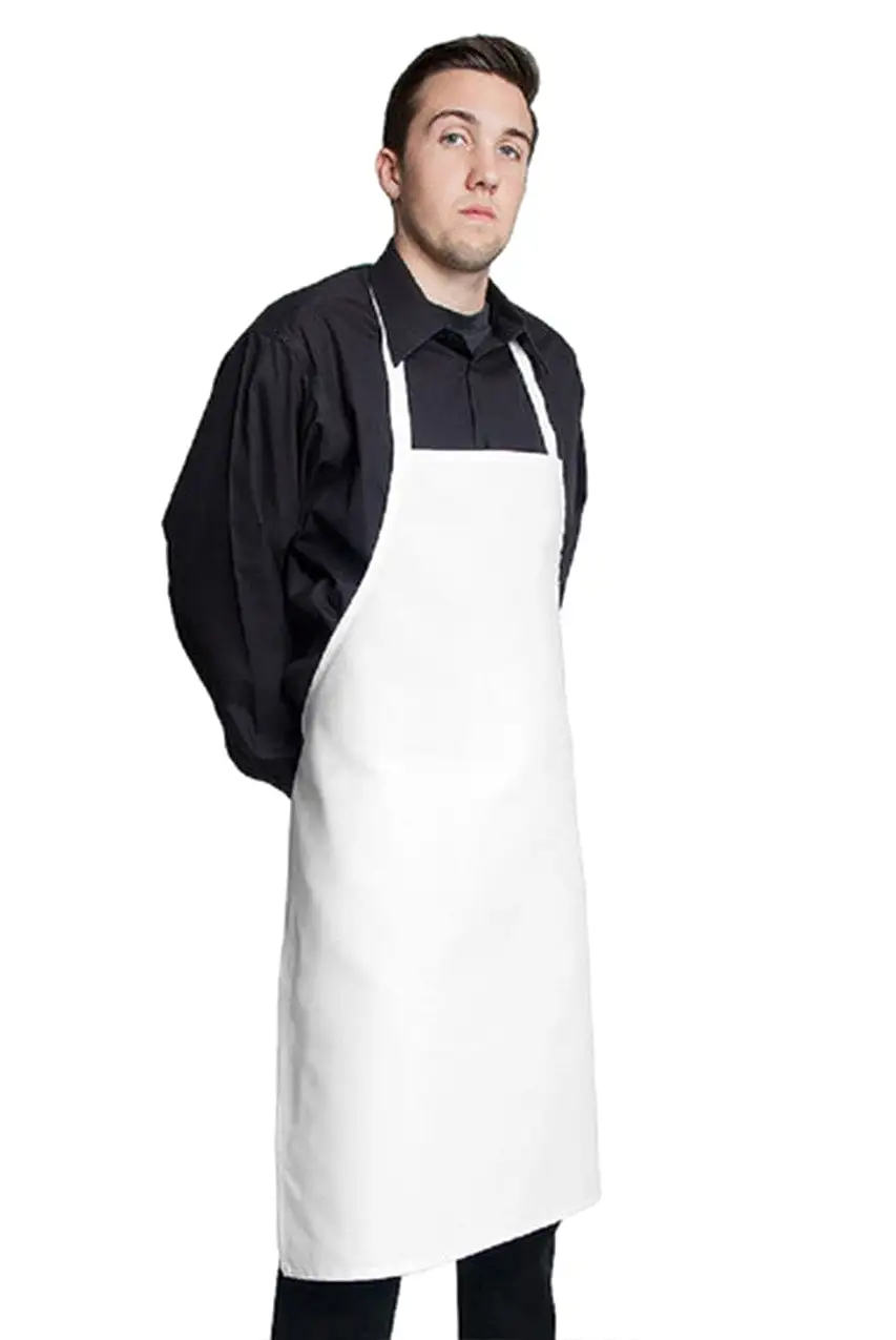 Fiumara Apparel White Basic Bib Apron w/ No Pockets 35L x 28W