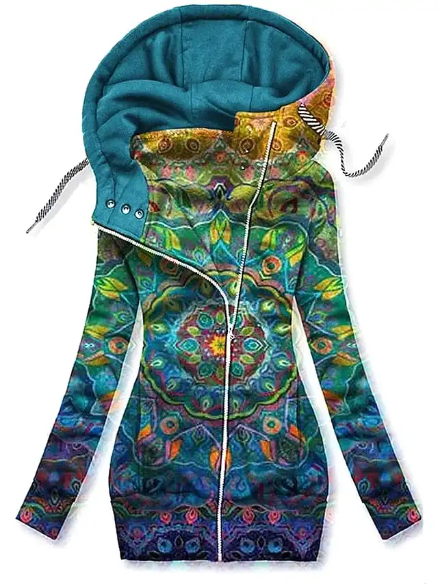 Floral Butterfly Zip Up Hoodie for Women