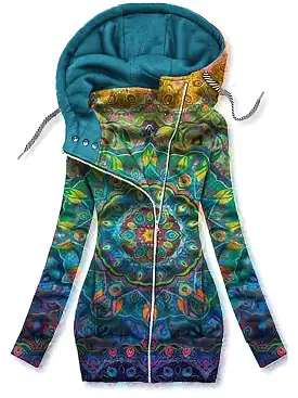 Floral Butterfly Zip Up Hoodie for Women