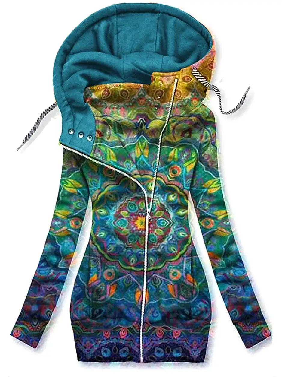 Floral Butterfly Zip Up Hoodie for Women