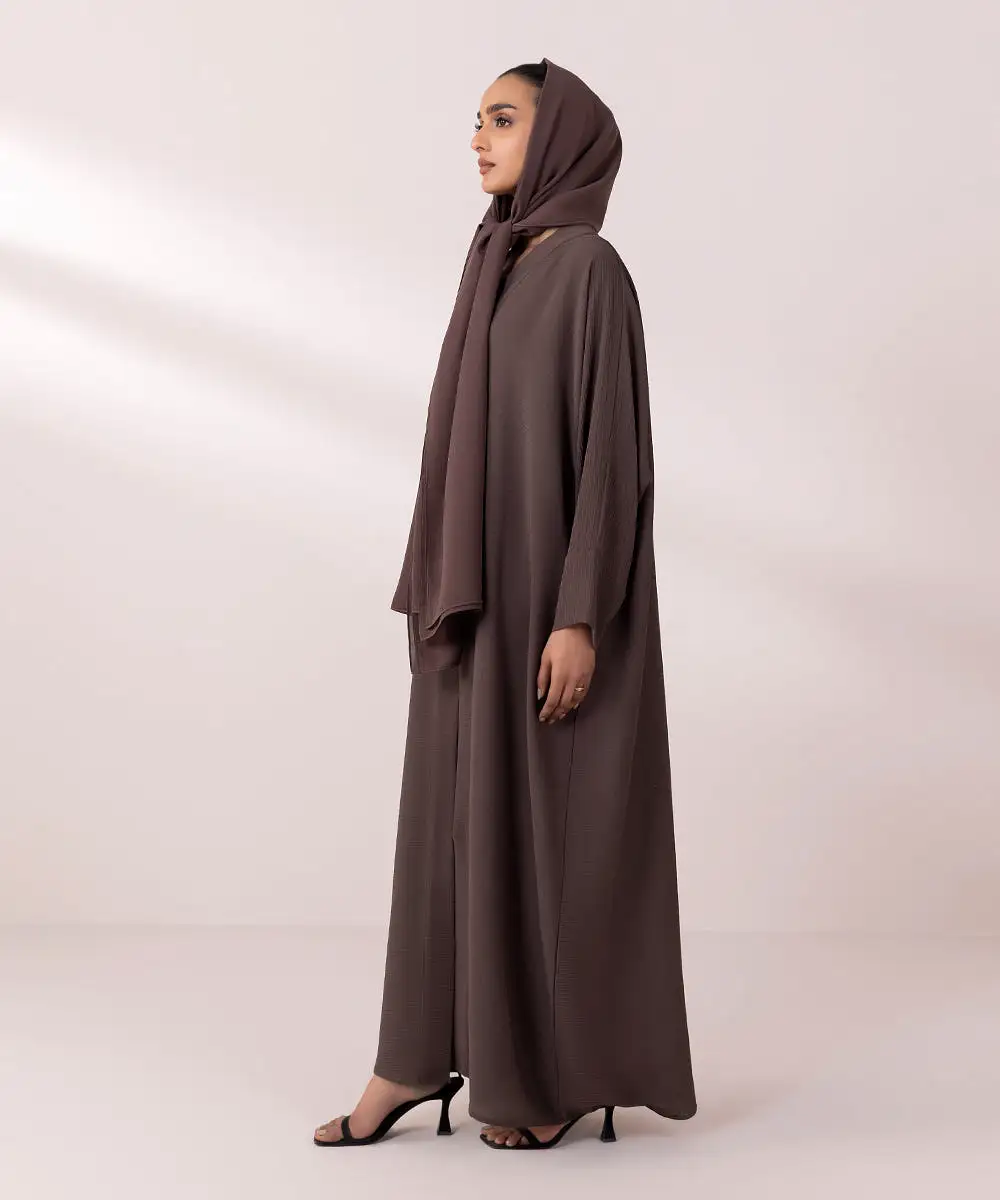 Front Open Crinkle Abaya Set