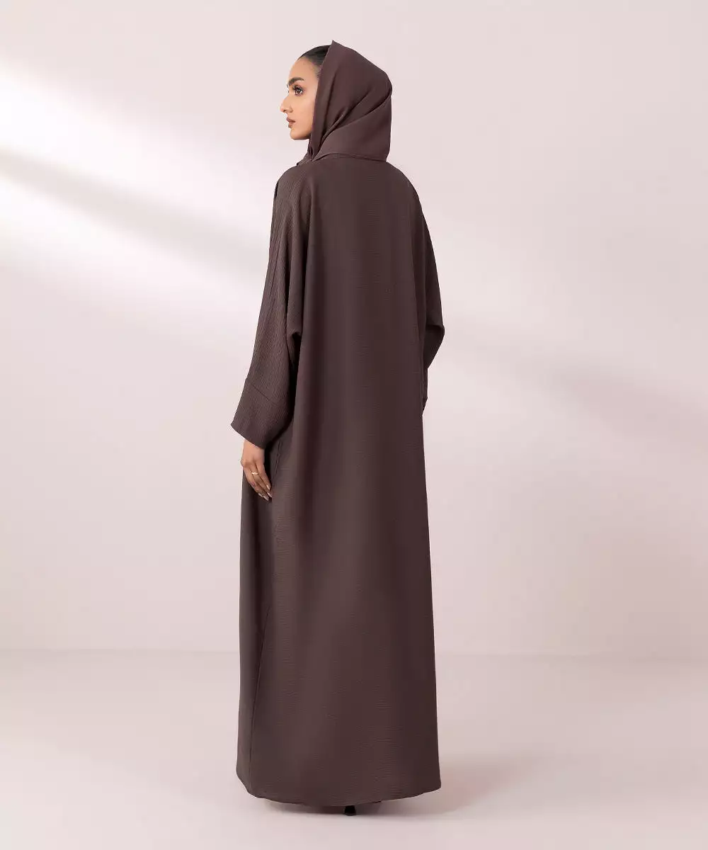 Front Open Crinkle Abaya Set