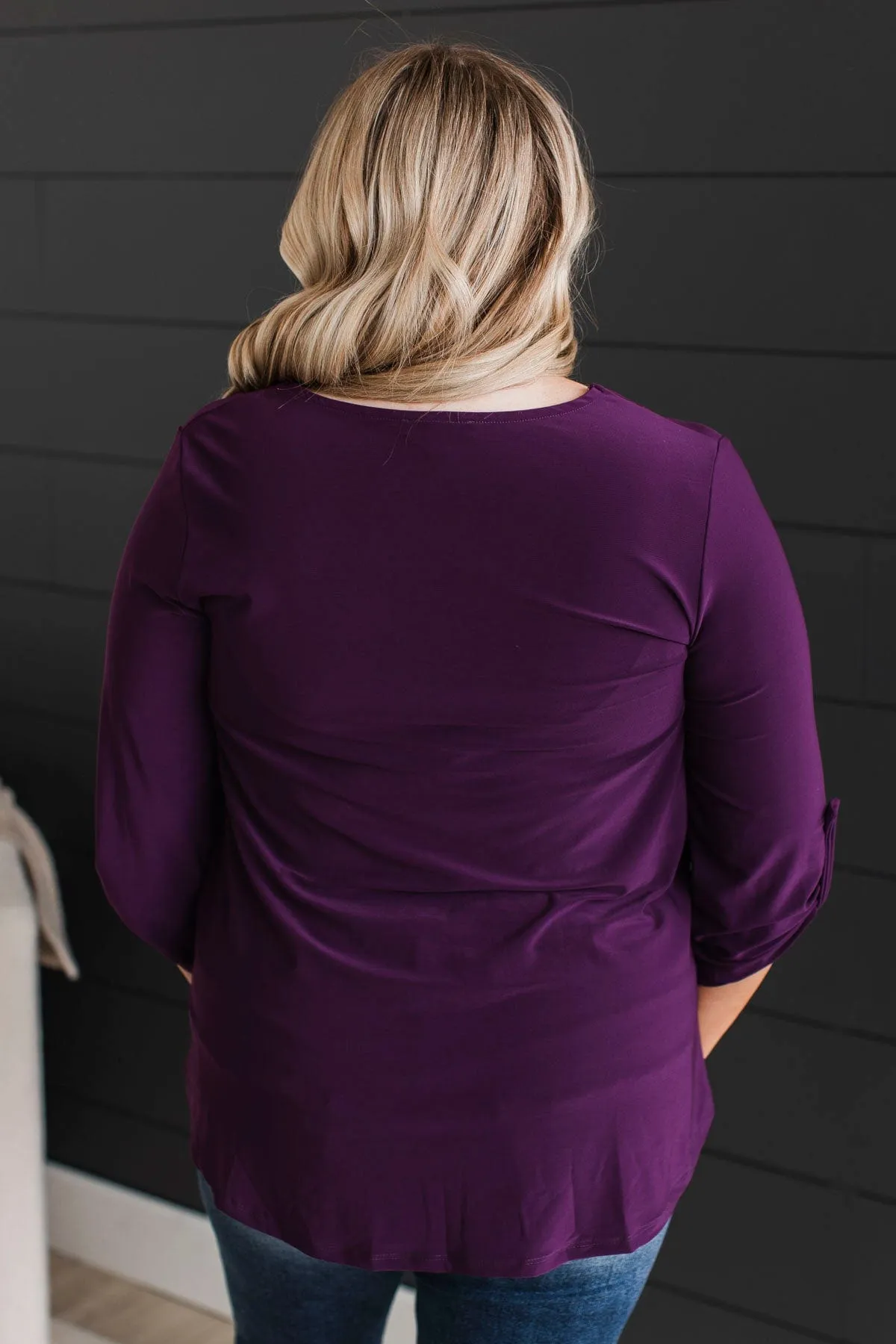 Getting Excited V-Neck Top- Plum