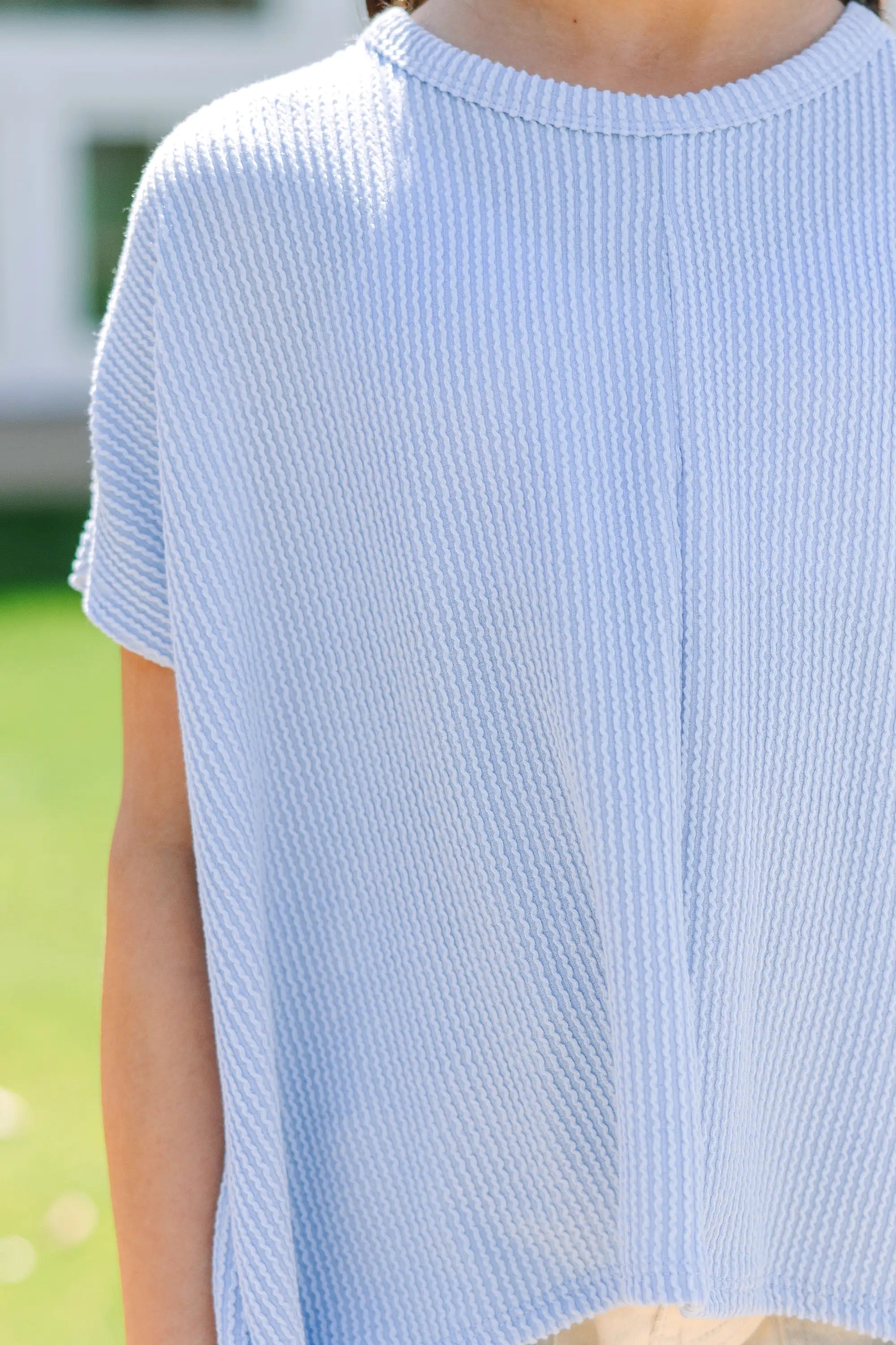 Girls: Confident Decisions Light Blue Ribbed Top