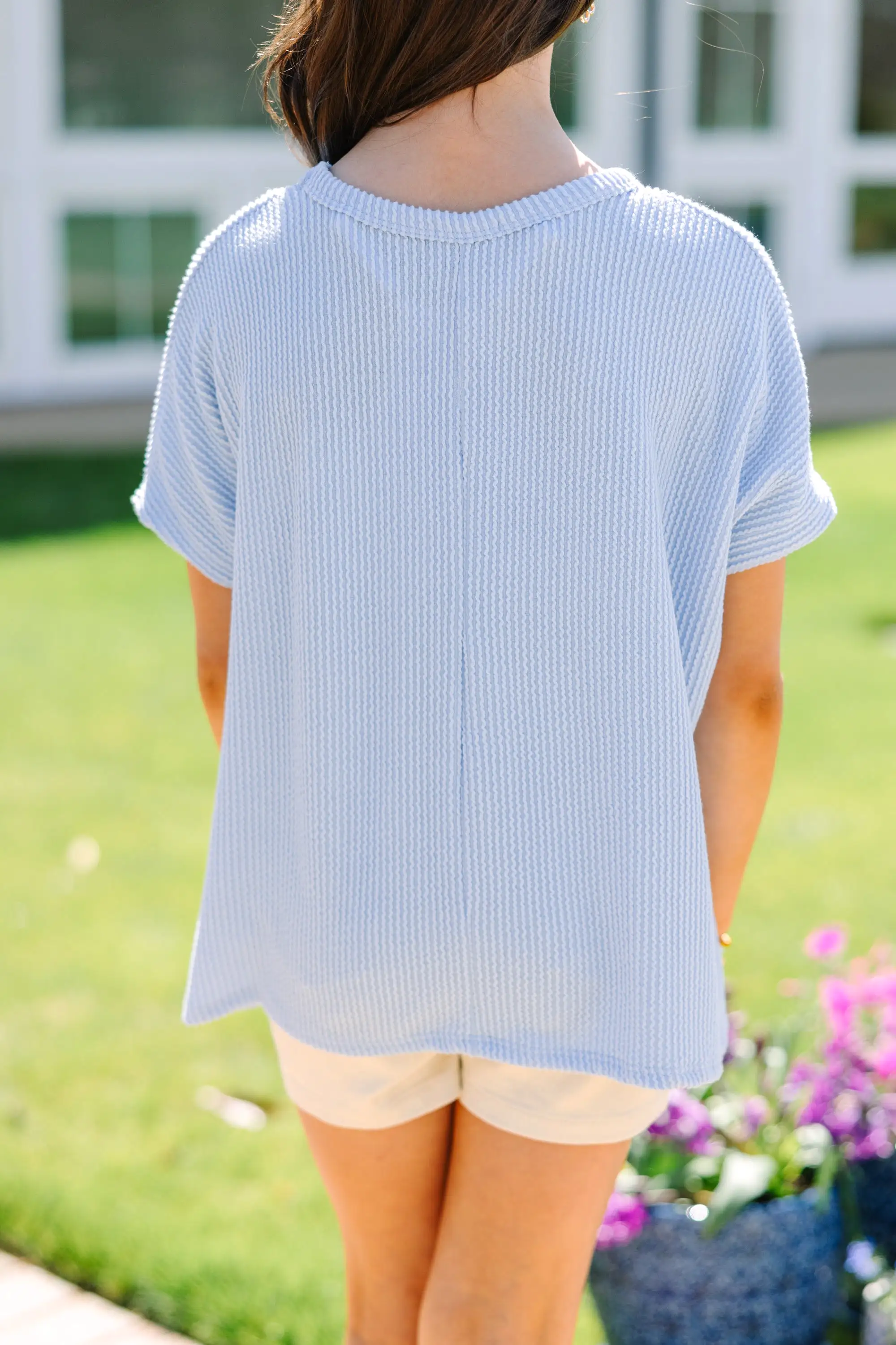 Girls: Confident Decisions Light Blue Ribbed Top