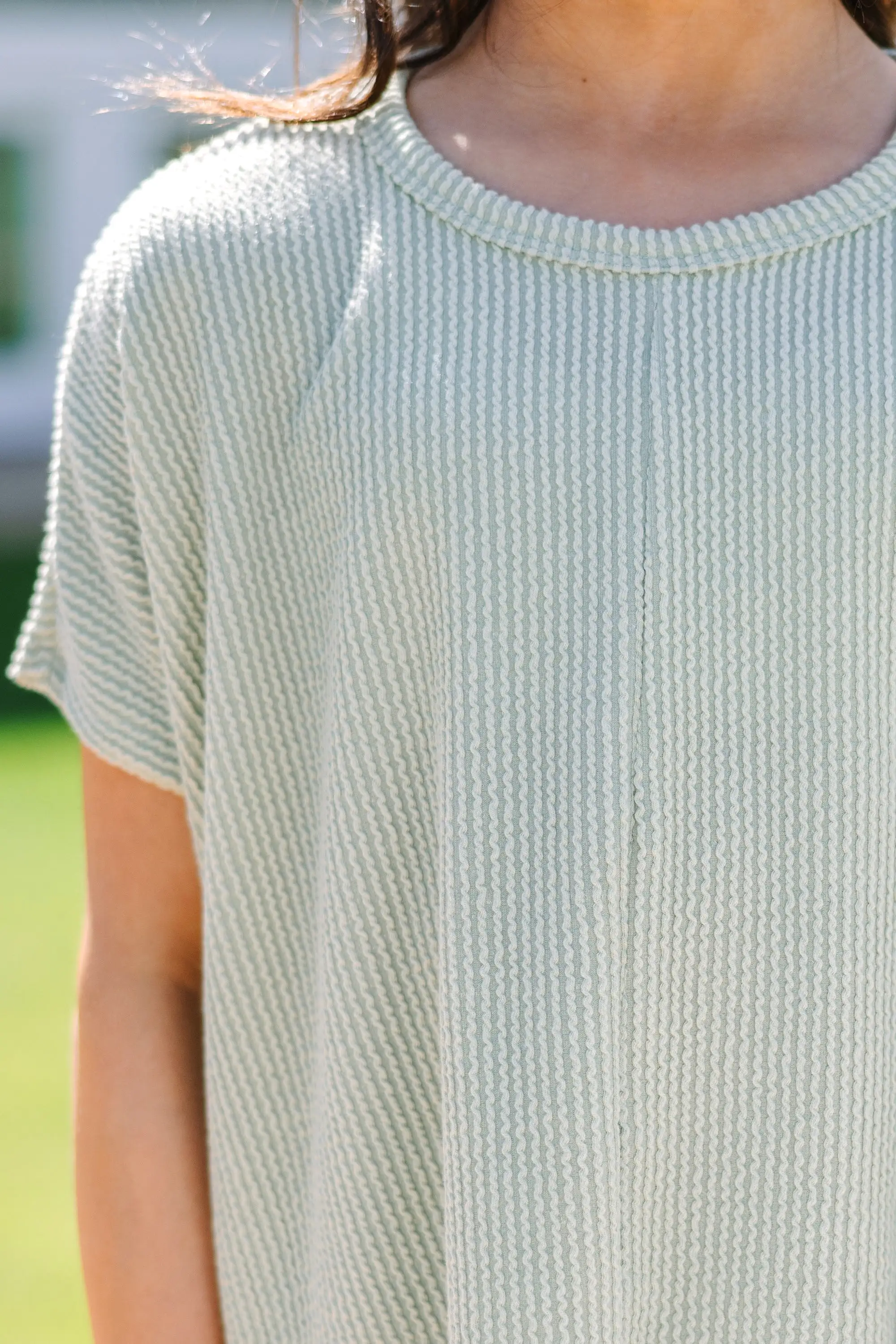 Girls: Confident Decisions Sage Green Ribbed Top