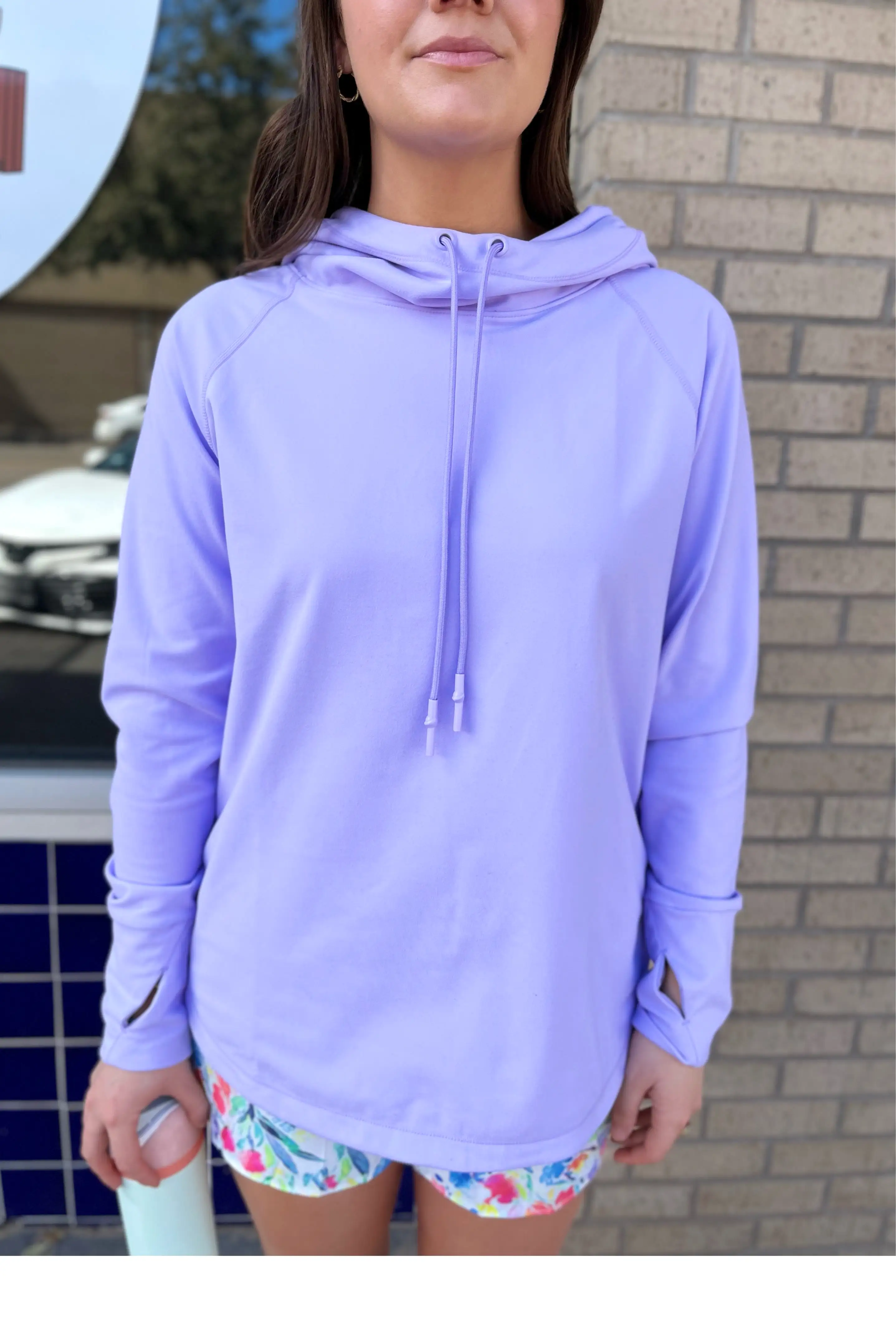 GREEN - Active Hoodie Top - Lavender