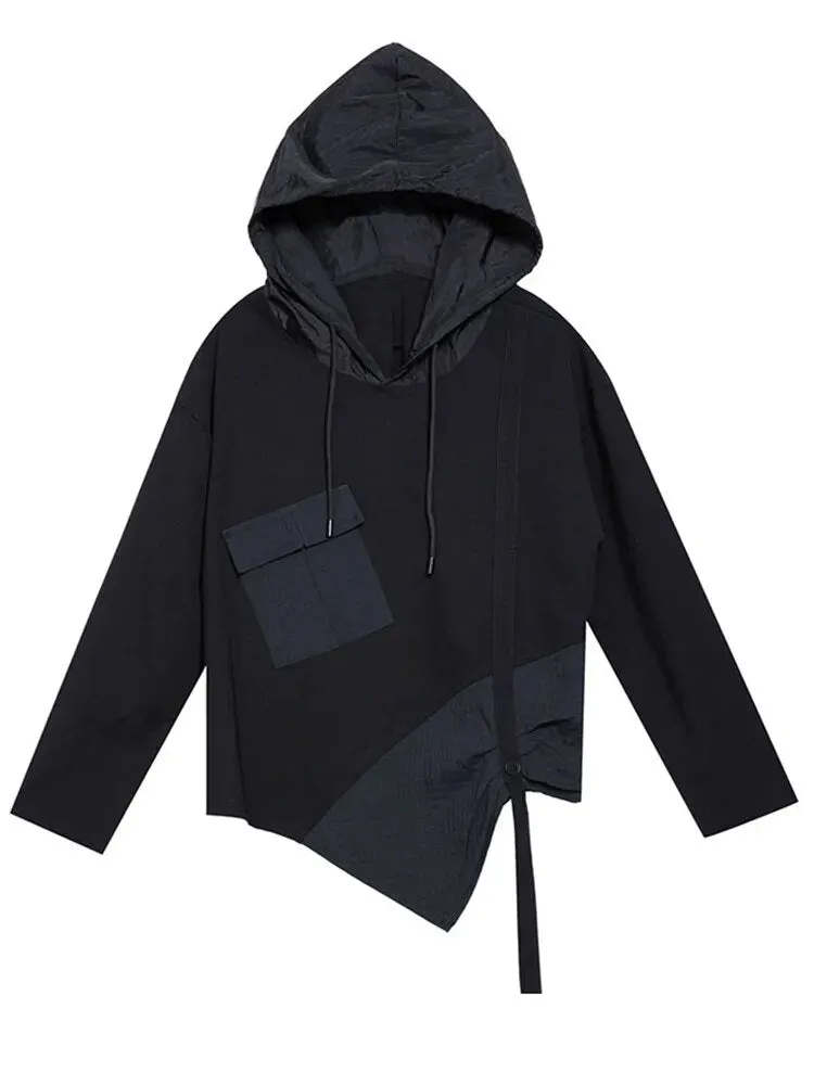 Hamarna Pocket Rouched Hoodie - Black