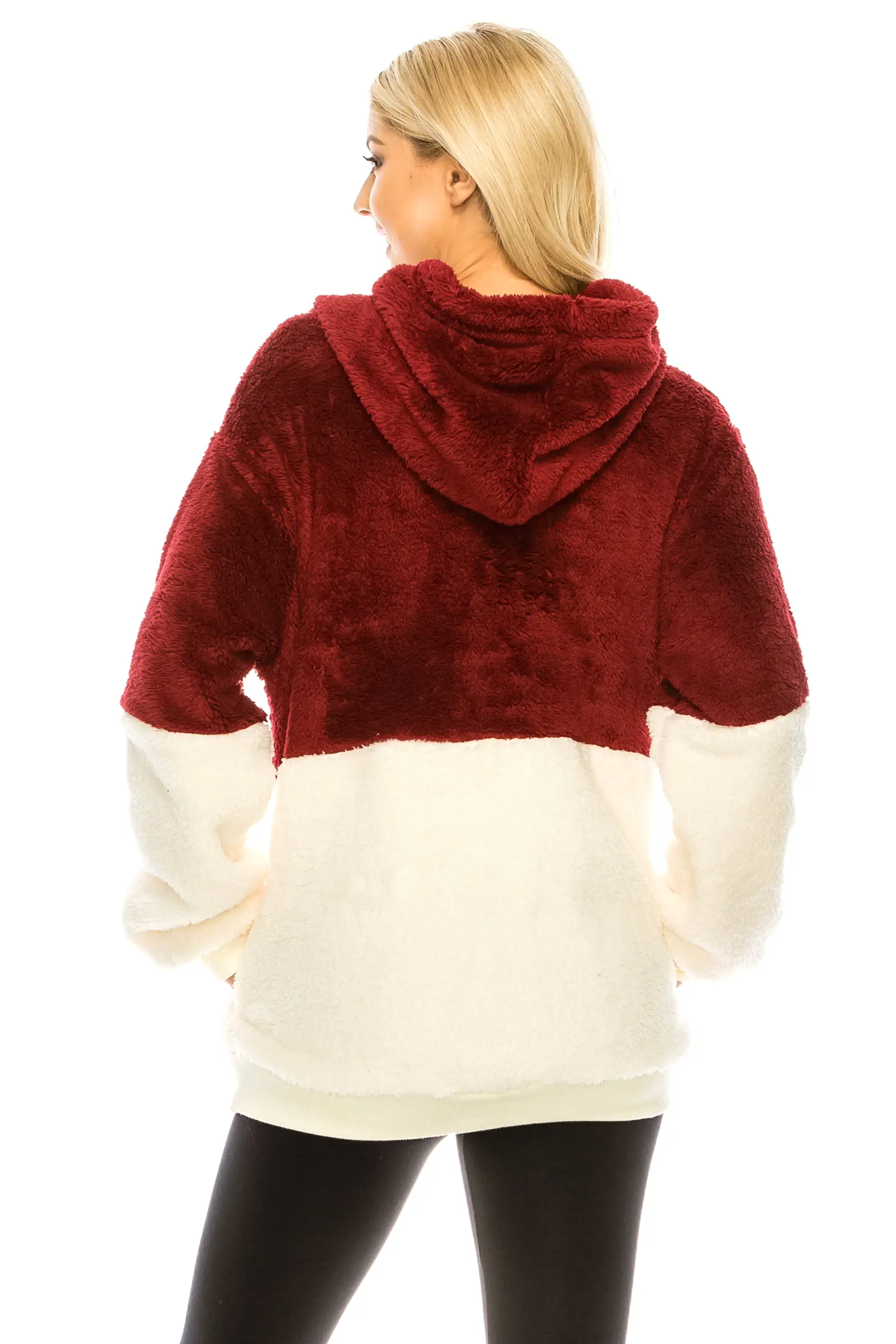 Haute Edition Women's Colorblock and Solid 1/4 Zip Sherpa Hoodie