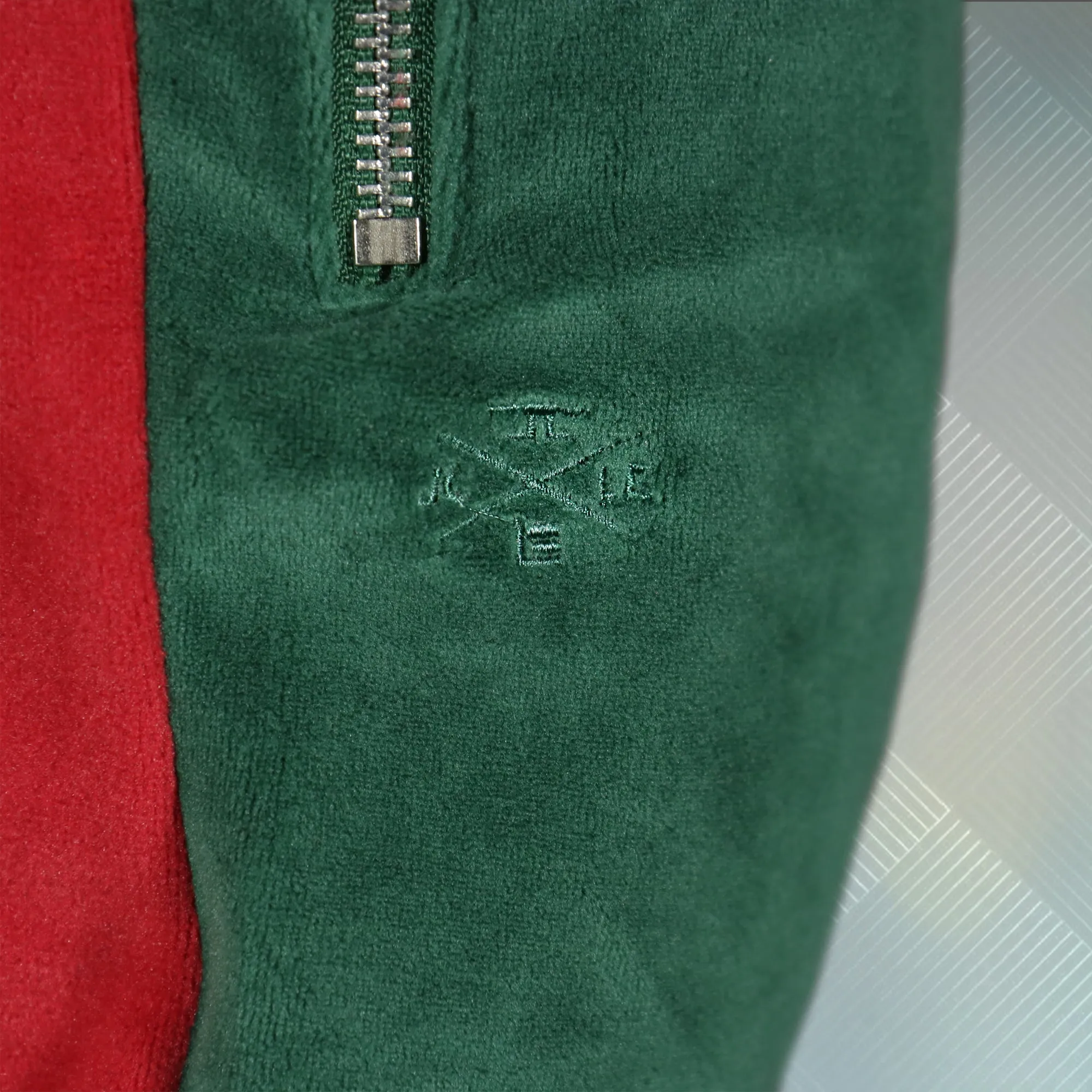 Italian Colorway Inspired Italian Fashion Green Red Stripe Snake and Bees Velour Track Pants