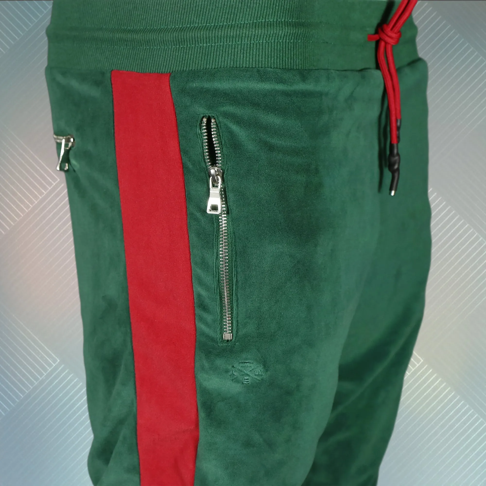 Italian Colorway Inspired Italian Fashion Green Red Stripe Snake and Bees Velour Track Pants